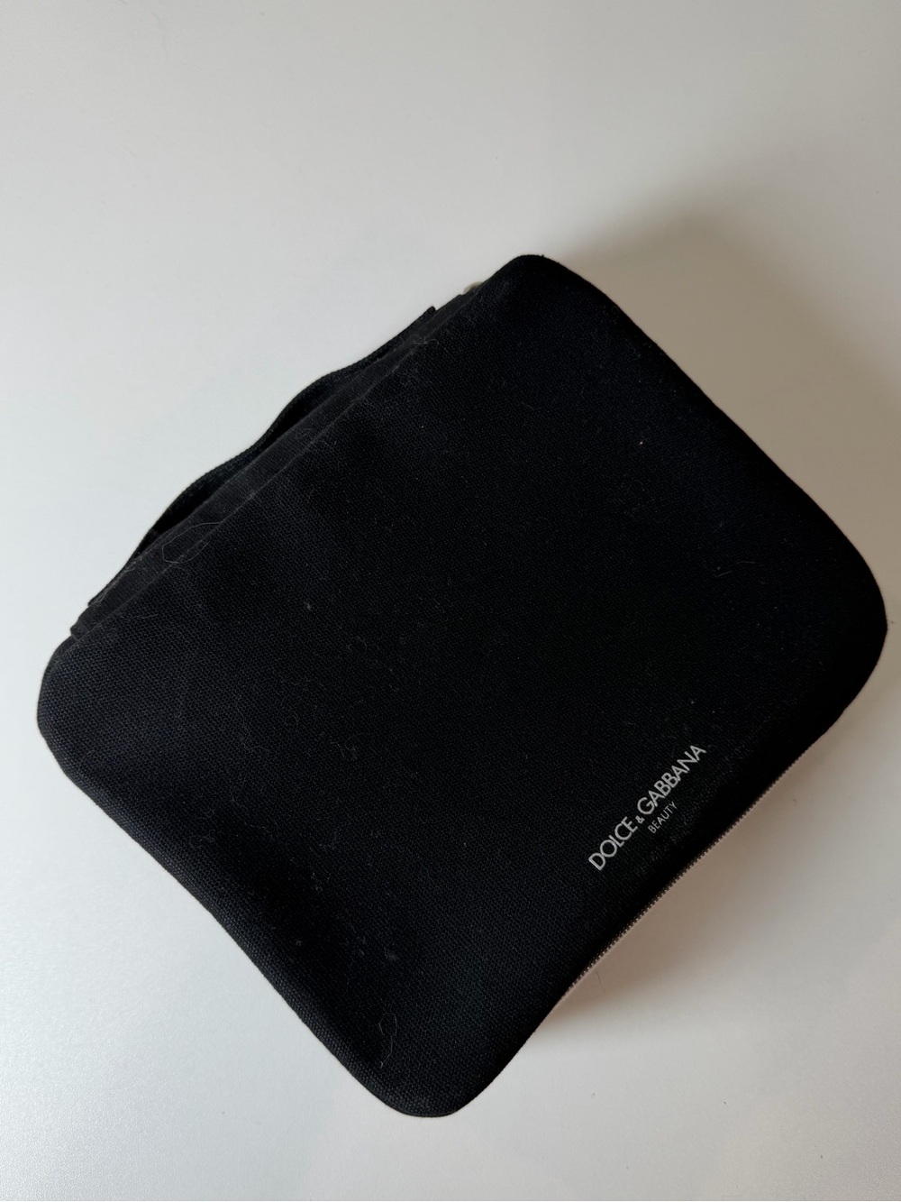 Dolce & Gabbana Beauty Black Canvas Logo Zip  Pouch Makeup Travel Bag
